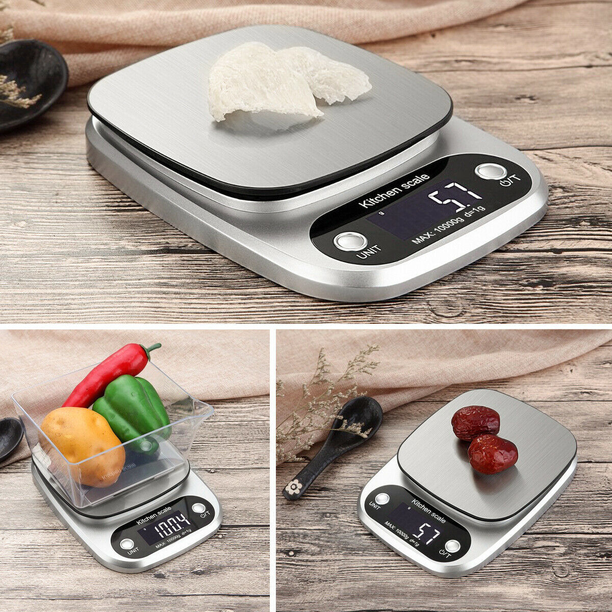 Digital Kitchen Scale 22lbs - Stainless Steel Food Scale
