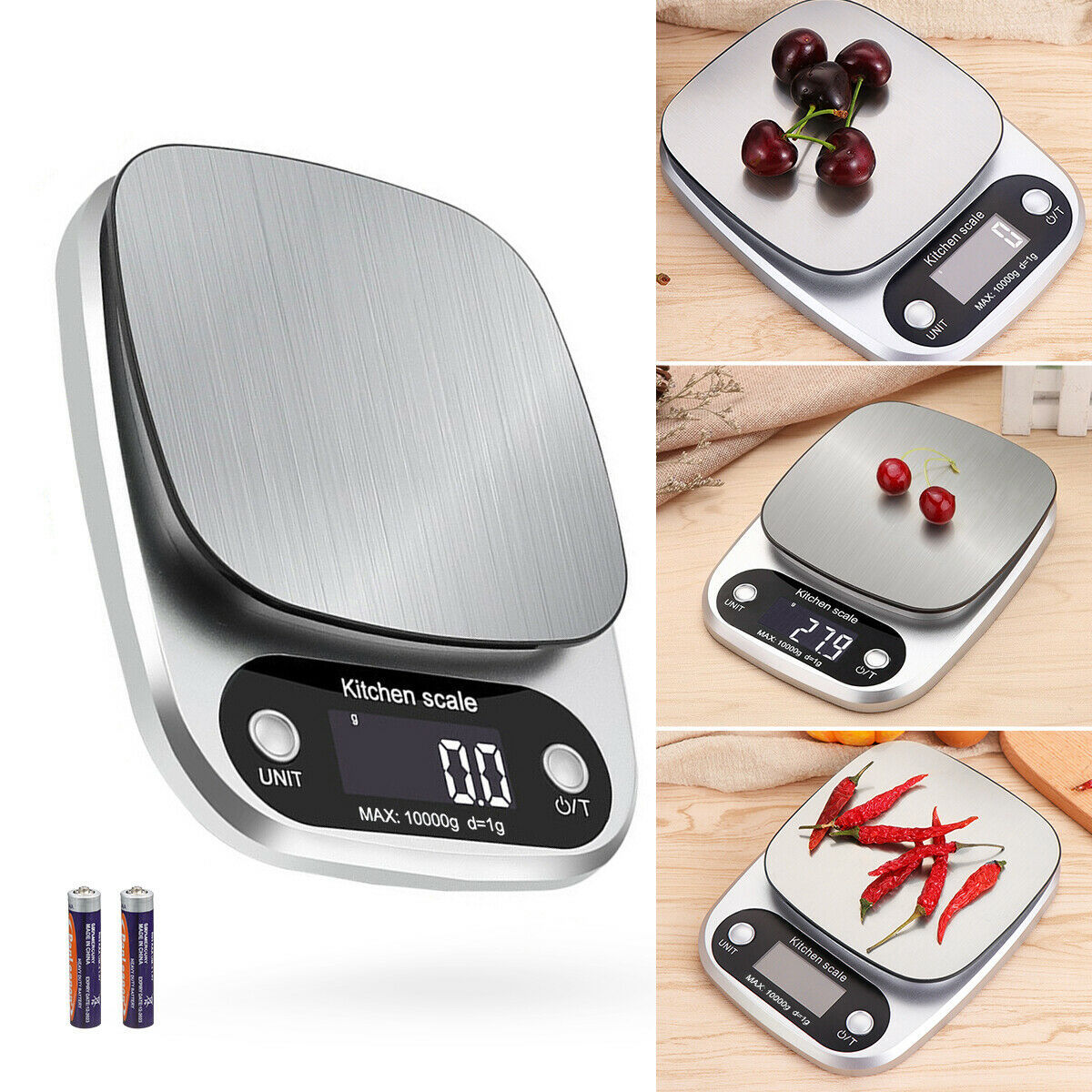 Digital Kitchen Scale 22lbs - Stainless Steel Food Scale