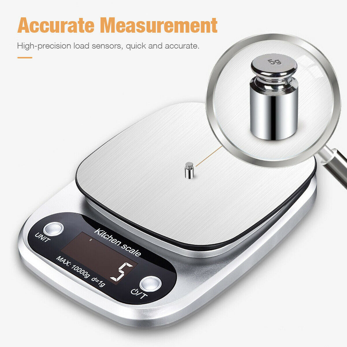 Digital Kitchen Scale 22lbs - Stainless Steel Food Scale