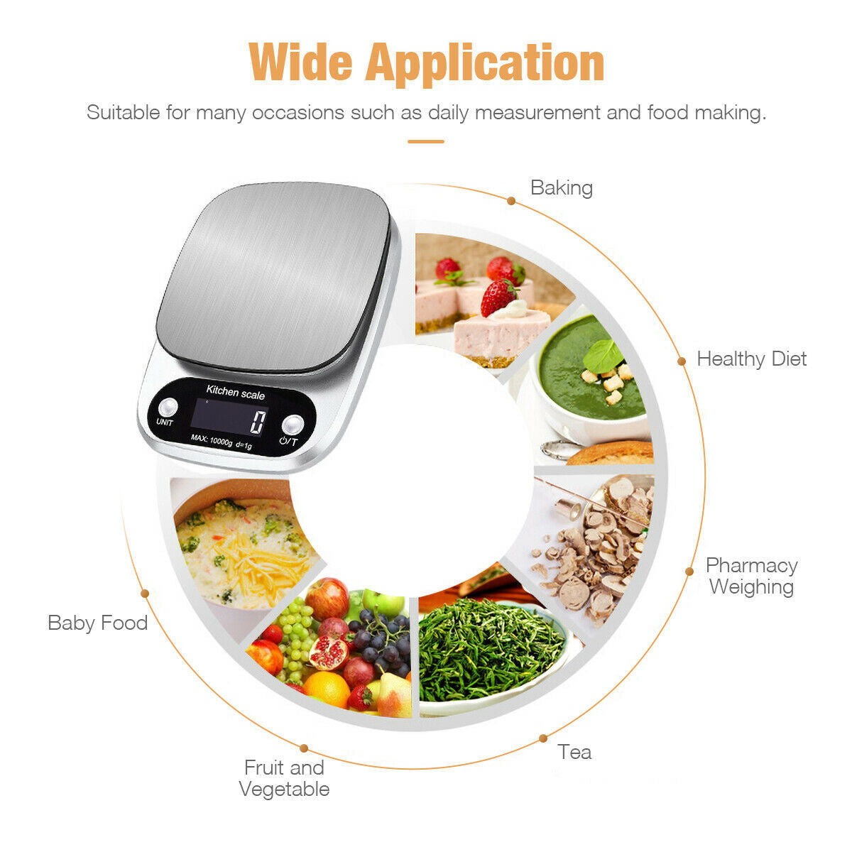 Digital Kitchen Scale 22lbs - Stainless Steel Food Scale