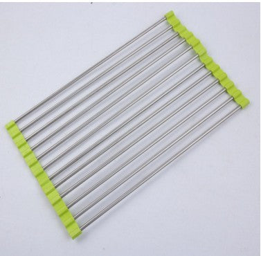 Folding Kitchen Sink Rack - Stainless Steel Drain Organizer
