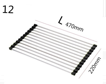 Folding Kitchen Sink Rack - Stainless Steel Drain Organizer
