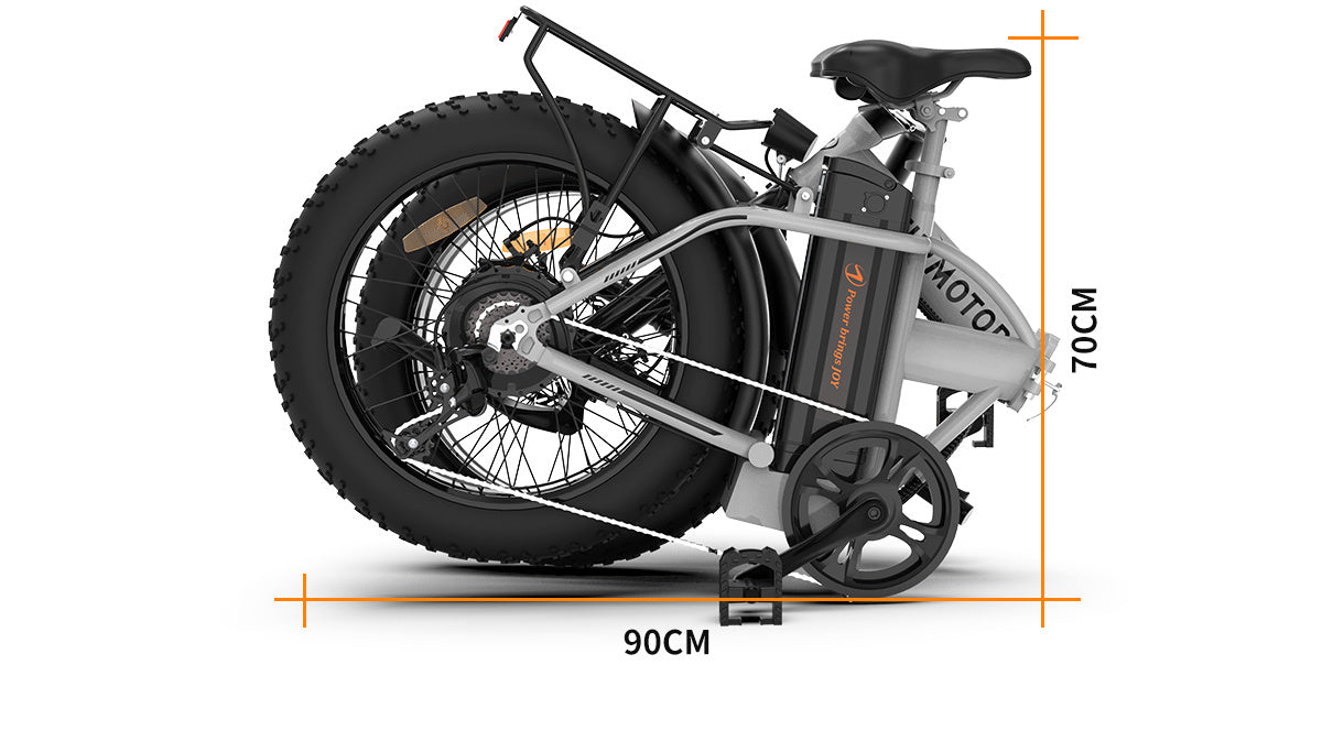 20x4.0 Inch Foldable Fat Tire Electric Bike 48V 12.5AH Extended Range Dual Disc Brakes Fenders