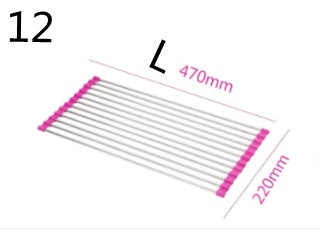 Folding Kitchen Sink Rack - Stainless Steel Drain Organizer