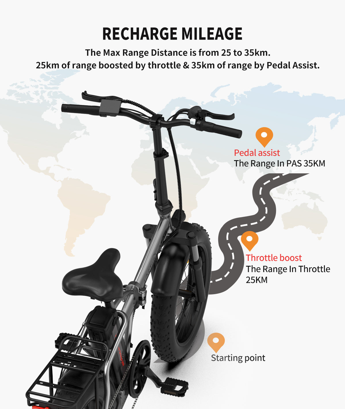 20x4.0 Inch Foldable Fat Tire Electric Bike 48V 12.5AH Extended Range Dual Disc Brakes Fenders