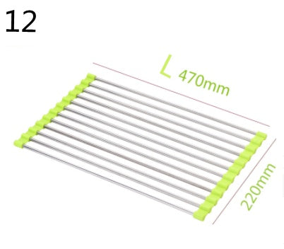 Folding Kitchen Sink Rack - Stainless Steel Drain Organizer