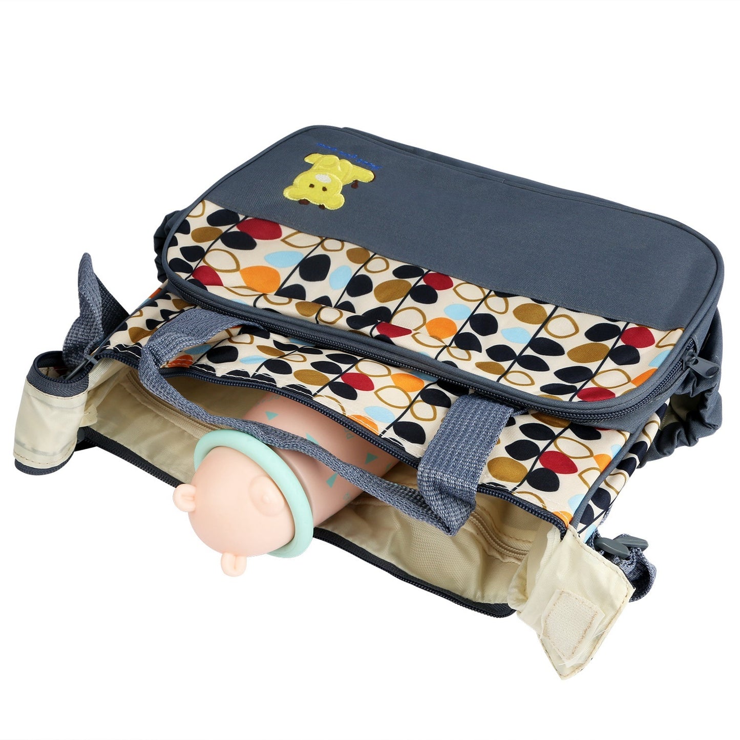 5PCS Per Set Baby Nappy Diaper Bags Set Mummy Diaper Shoulder Bags WithNappy Changing Pad Insulated Pockets Travel Tote Bags For Mom Dad