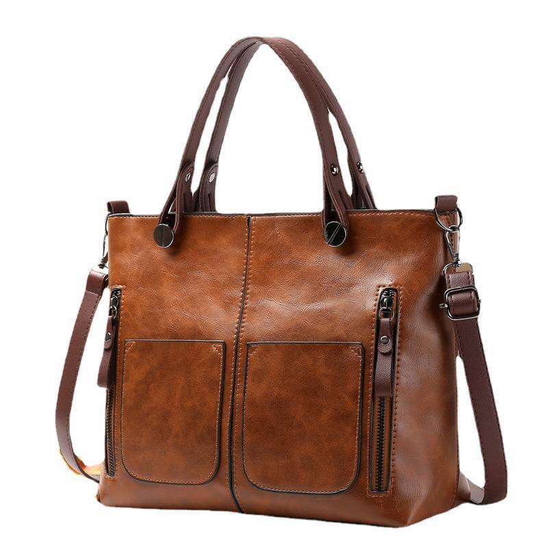 Women's Large Capacity Retro Tote Bag - Crossbody Handbag