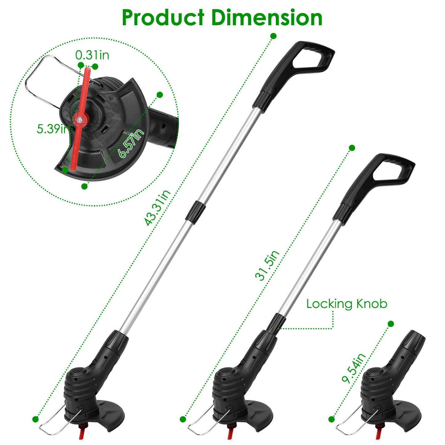 1Pc Electric Cordless Grass Trimmer Rechargeable Extendable With 5 Blades 1 Battery