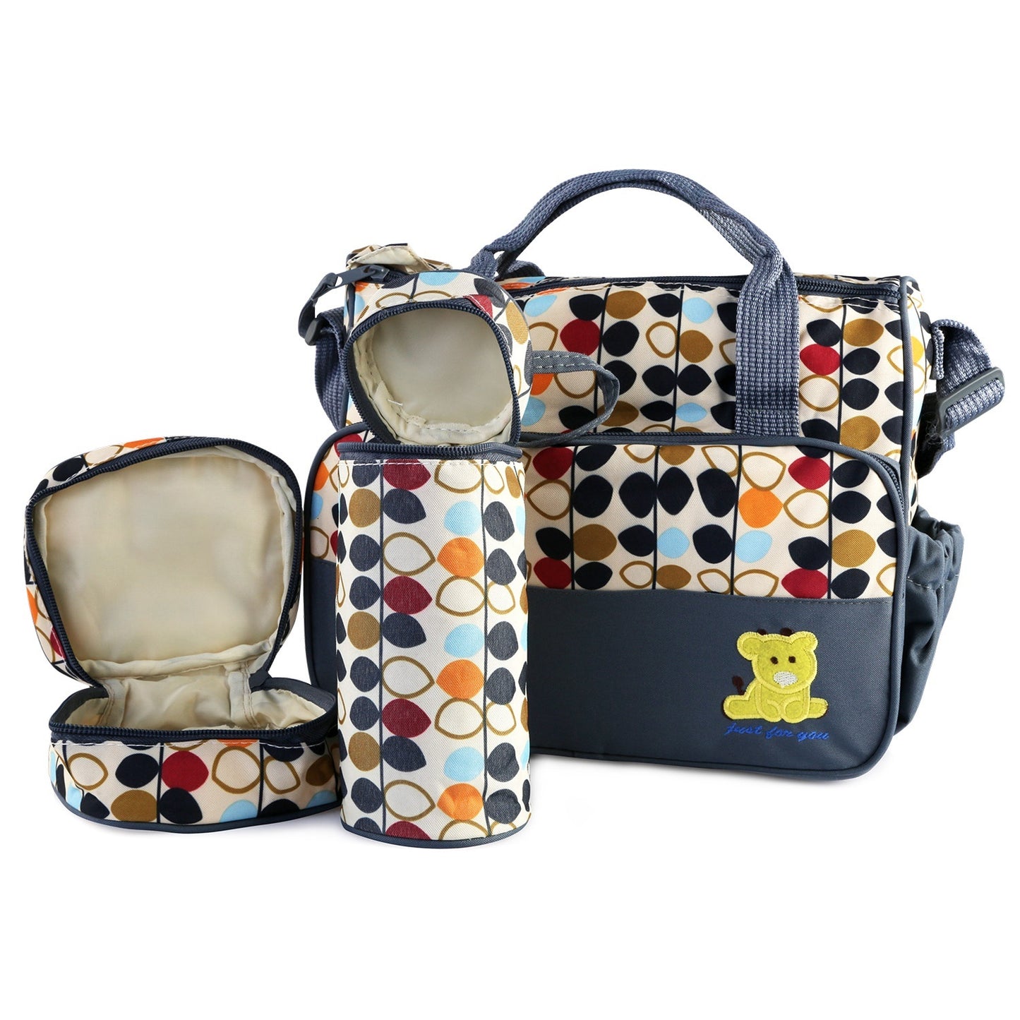 5PCS Per Set Baby Nappy Diaper Bags Set Mummy Diaper Shoulder Bags WithNappy Changing Pad Insulated Pockets Travel Tote Bags For Mom Dad