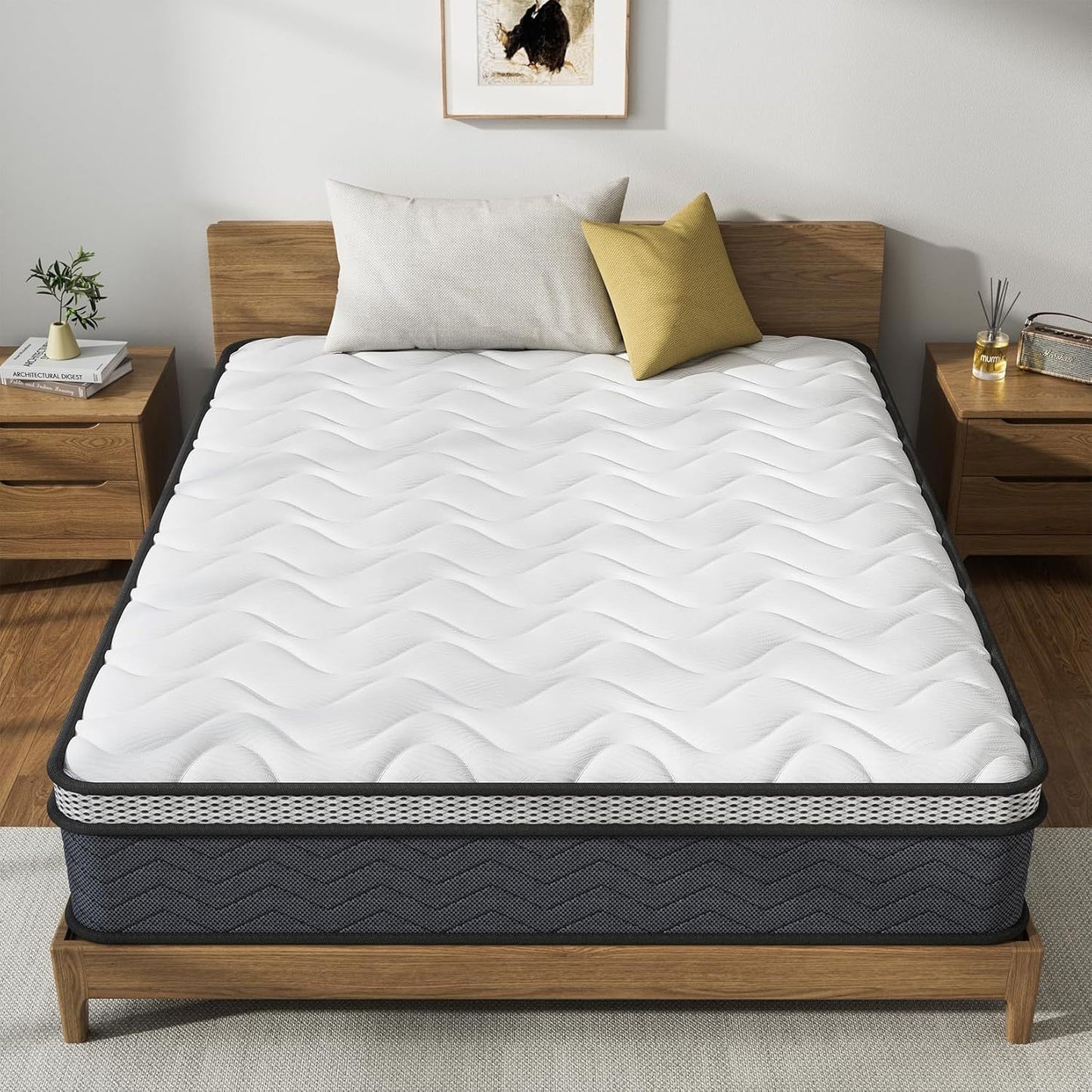 Twin Hybrid Innerspring Mattress, Plush Mattress Foam Spring Mattress, Single Bed Mattress In Box With Stress Relief,  Double Mattress With Medium Firmness