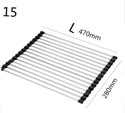 Folding Kitchen Sink Rack - Stainless Steel Drain Organizer