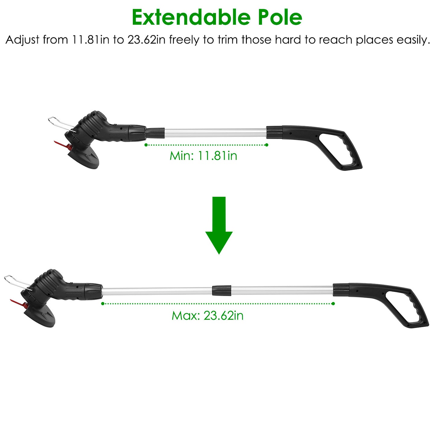 1Pc Electric Cordless Grass Trimmer Rechargeable Extendable With 5 Blades 1 Battery