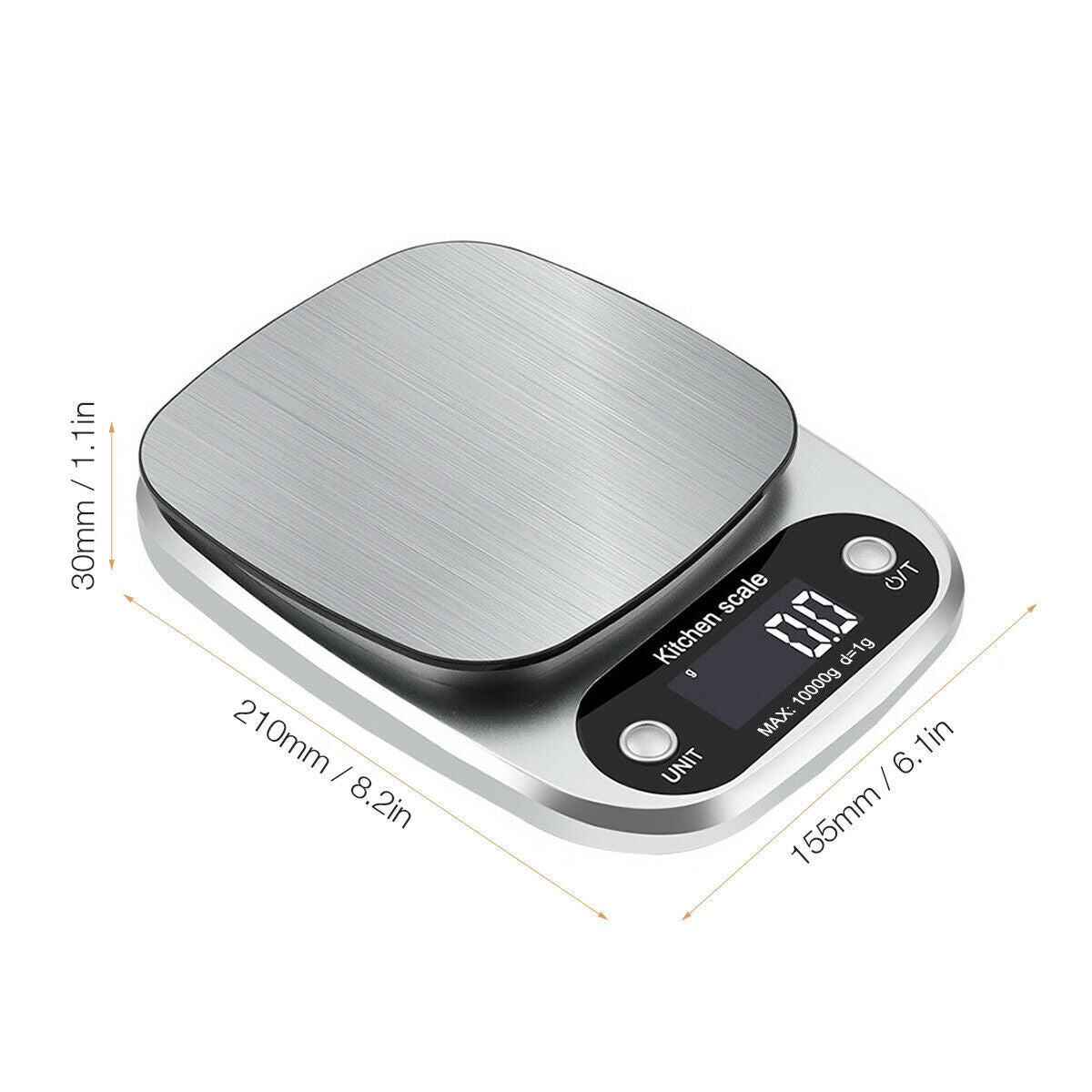 Digital Kitchen Scale 22lbs - Stainless Steel Food Scale