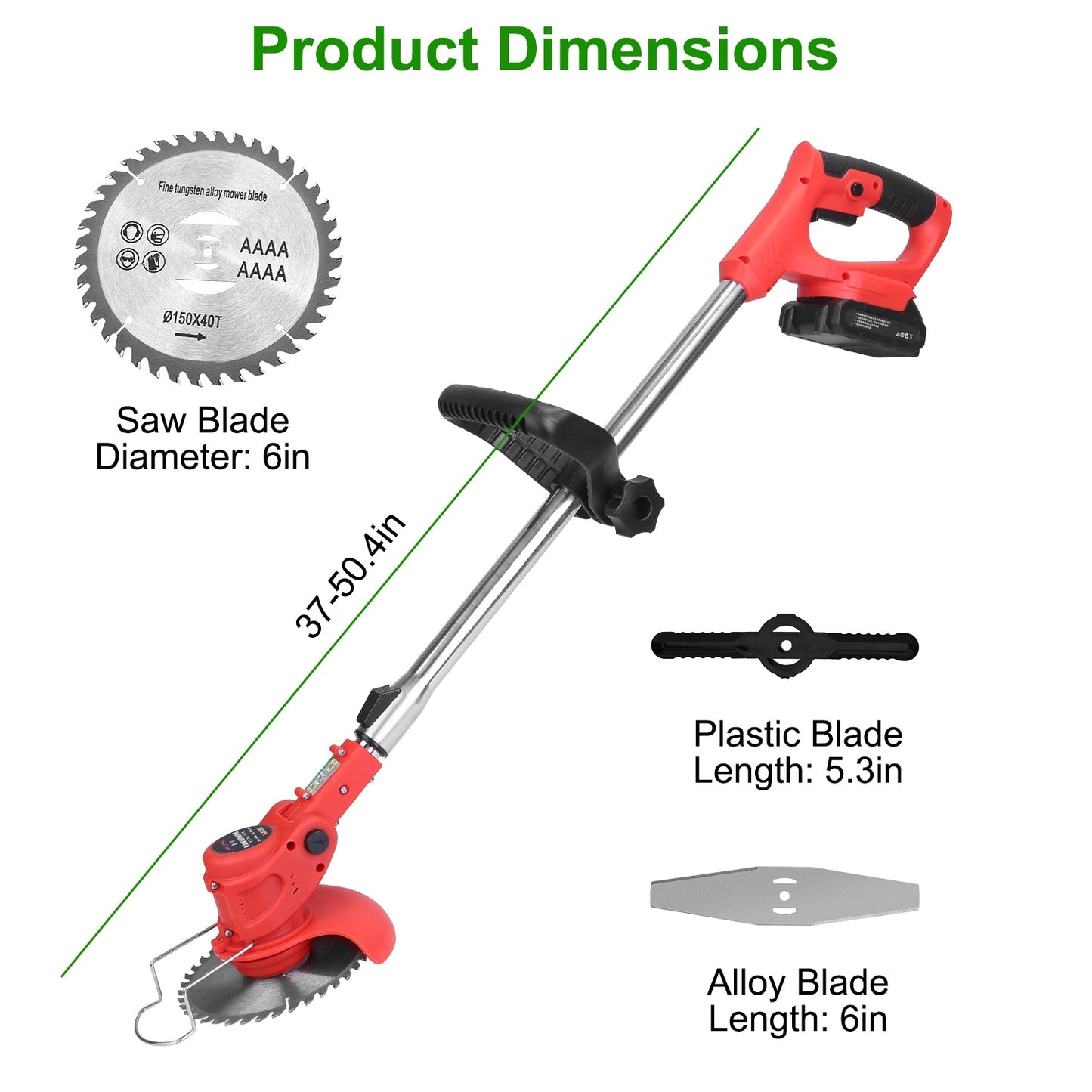 1Set Electric Cordless Grass Trimmer  With 2 Alloy Saw Blades 2 Alloy Blades 10 Plastic Blades 2 Rechargeable Batteries Goggles Gloves Auxiliary Handle Fedex Shipping