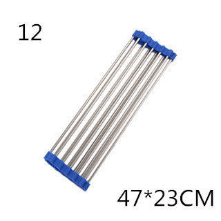 Folding Kitchen Sink Rack - Stainless Steel Drain Organizer