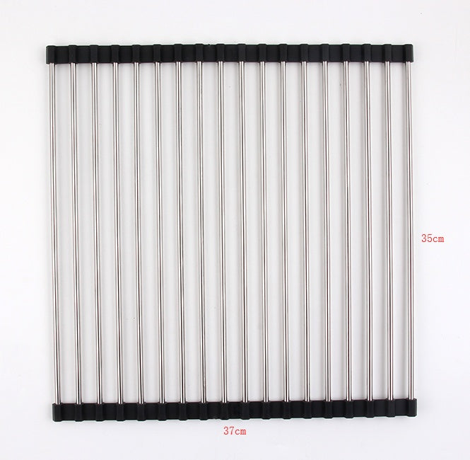 Folding Kitchen Sink Rack - Stainless Steel Drain Organizer