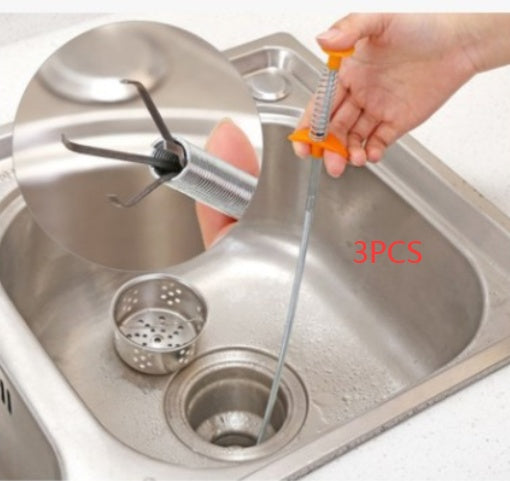 60CM Drain Snake Tool - Hair Clog Remover for Kitchen & Bathroom