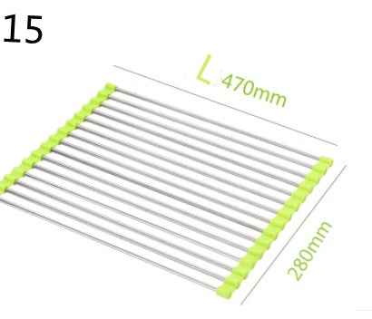Folding Kitchen Sink Rack - Stainless Steel Drain Organizer