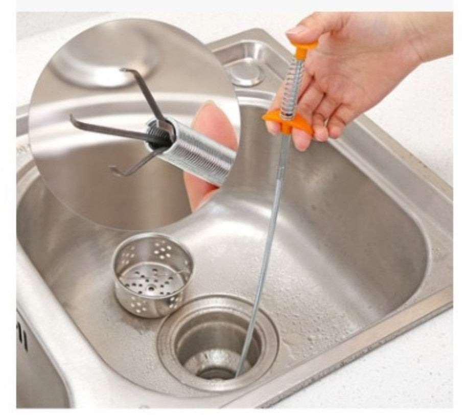 60CM Drain Snake Tool - Hair Clog Remover for Kitchen & Bathroom
