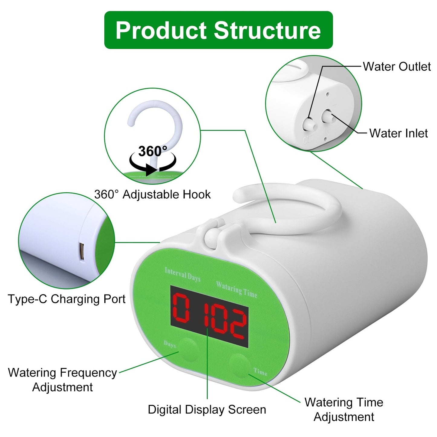 1Pc Automatic Watering System With Timer For 12Plants Rechargeable Battery Programmable Plant Watering Timer Drip Irrigation System For Indoor