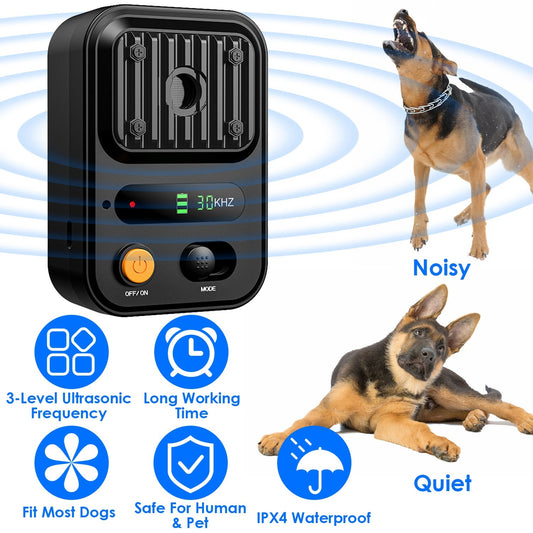 Ultrasonic Anti-Barking Device Rechargeable Auto Dog Bark Control Deterrent Box Training Device IPX4 Waterproof With 3 Frequency Max 32.8Feet Sensing Distance For Most