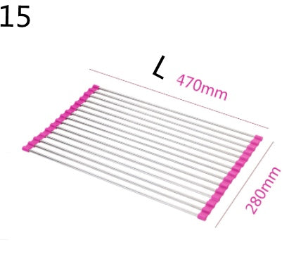 Folding Kitchen Sink Rack - Stainless Steel Drain Organizer