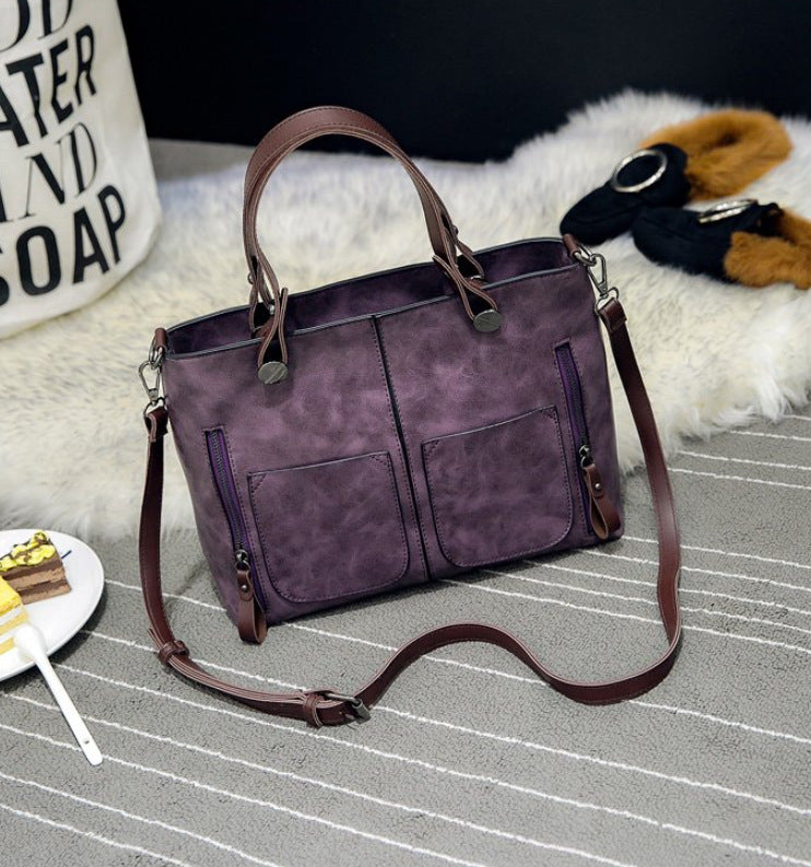 Women's Large Capacity Retro Tote Bag - Crossbody Handbag