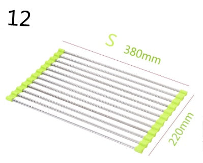 Folding Kitchen Sink Rack - Stainless Steel Drain Organizer