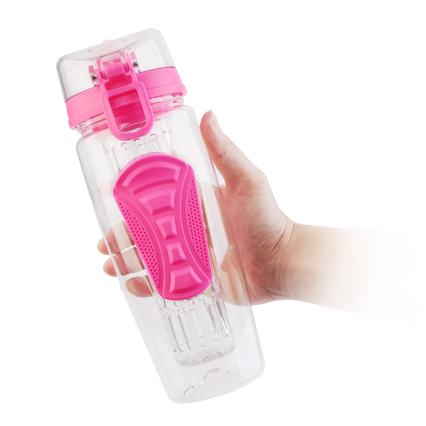 3 Color Options - 1Pc Fruit Infuser Water Bottle 32OZ Juice Shaker Sport With Flip Top Lid Anti-Slip Grips For Office Home Sport Running Walking Hiking