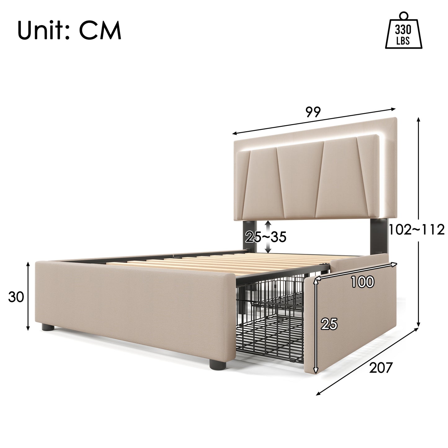 Wooden Storage Bed Bed Frame  Size  90cmx200cm