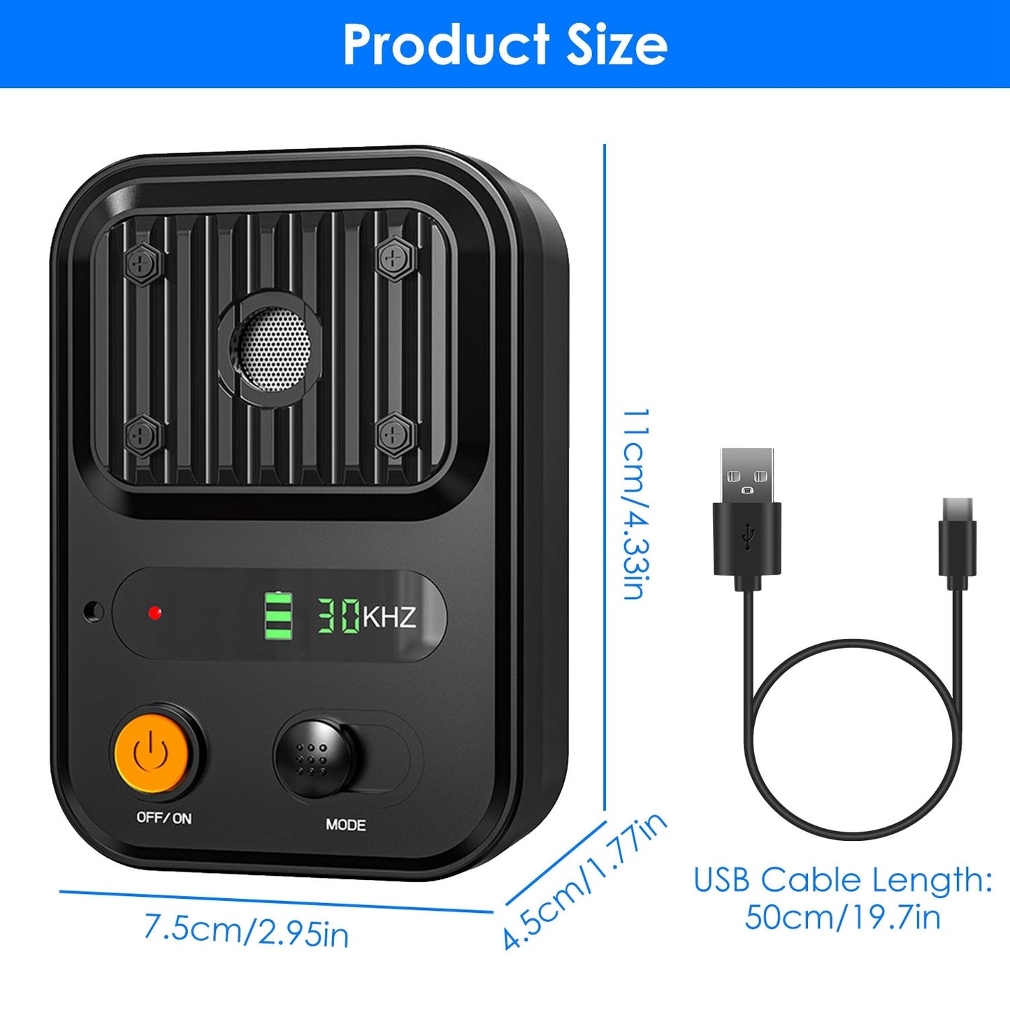 Ultrasonic Anti-Barking Device Rechargeable Auto Dog Bark Control Deterrent Box Training Device IPX4 Waterproof With 3 Frequency Max 32.8Feet Sensing Distance For Most